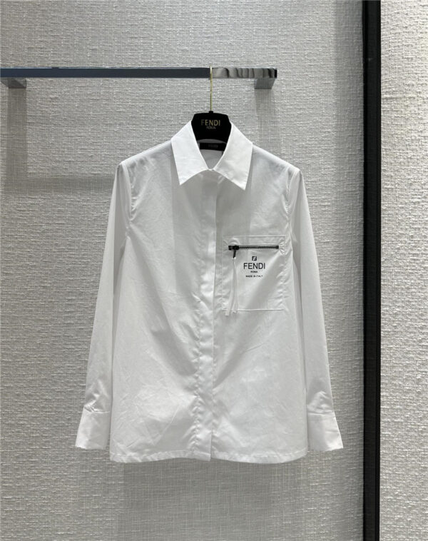 fendi positioning print pocket design white shirt