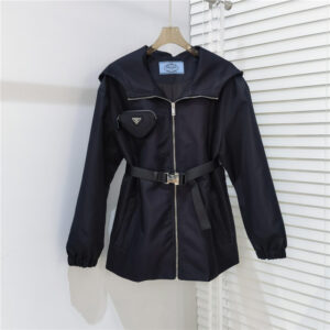 prada black recycled nylon gabardine hooded jacket