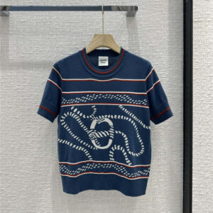 Hermès rope intarsia short-sleeve sweater