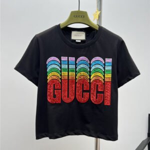 gucci sequin embroidery cropped T-shirt
