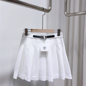 Hermès metal buckle decoration A-line pleated skirt