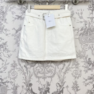 Dior spring and summer new white denim one step skirt