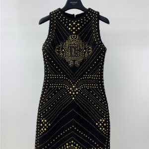 balmain stud embroidery dress