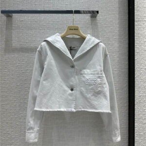 miumiu navy style shawl collar denim jacket