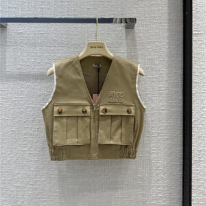 miumiu khaki utility style vest