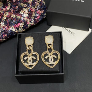 Chanel double c heart shape earrings