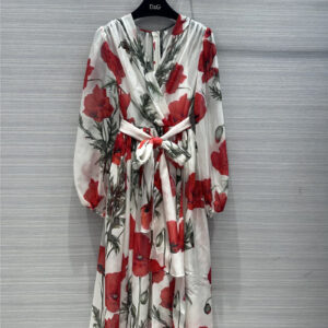 Dolce & Gabbana d&g bright red printed silk dress