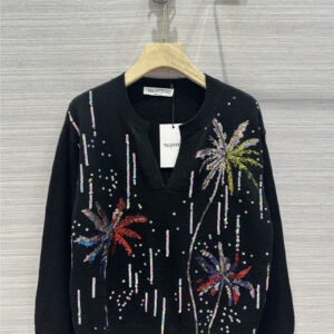 valentino tailored beaded sweater with embroidery
