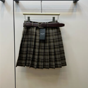YSL American retro plaid pleated skirt