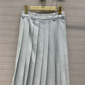 miumiu new retro blue and white denim long skirt