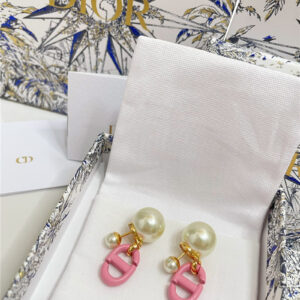dior D double bead pendant earrings