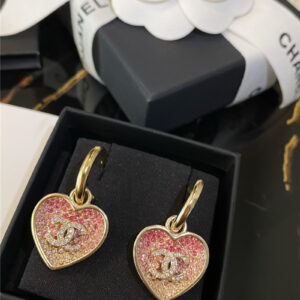 Chanel peach heart shape earrings