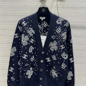Chanel camellia hollow embroidery cashmere cardigan