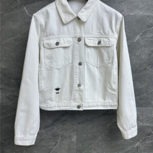dior white embroidered pattern denim jacket