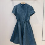 dior blue short sleeve dress
