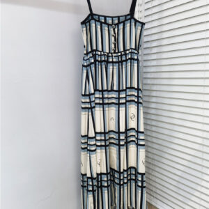 Chanel French vacation style striped suspender dress