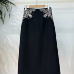 gucci early spring embroidered silk wool skirt