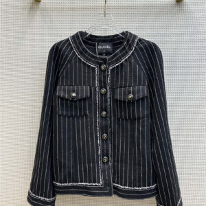 Chanel vertical striped woven coat
