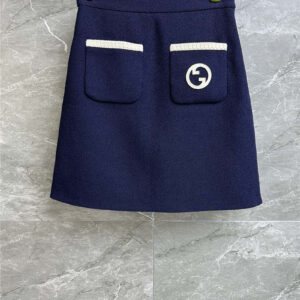 gucci blue tweed skirt