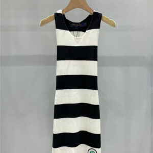 louis vuitton LV black and white striped knitted dress