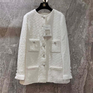 chanel white tweed coat