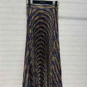 louis vuitton LV chain print logo pleated long skirt