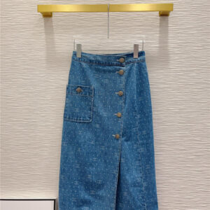 Chanel patterned denim skirt
