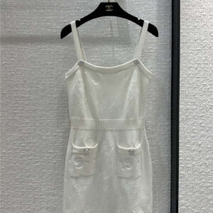 chanel hollow embroidery suspender dress