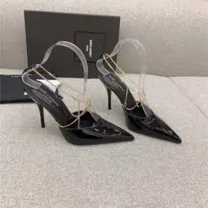 YSL new chain pointed high-heeled sandals