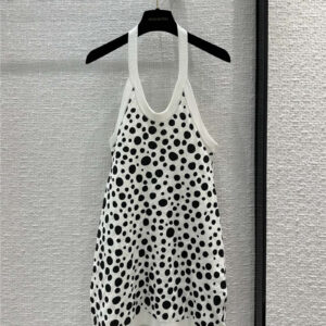 louis vuitton LV black and white print open back knit dress