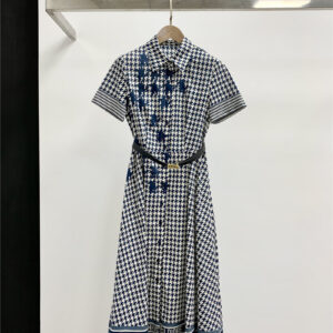 dior british tooling style houndstooth dress