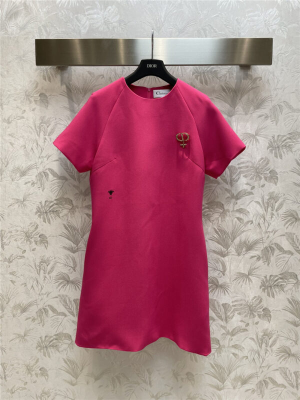 dior bee embroidery short sleeve dress