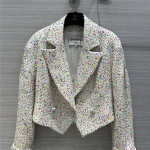 Chanel sequin woven soft tweed jacket