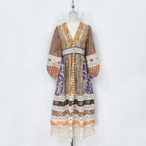zim linen embroidered paneled breasted dress