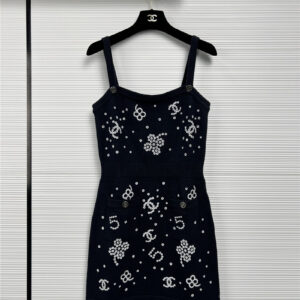 chanel camellia hollow embroidery strap dress