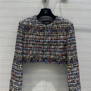 Chanel colorful yarn woven soft tweed short coat
