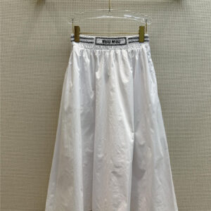 miumiu letter print high waist pleated design cotton skirt