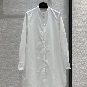 dior new small stand collar long shirt dress
