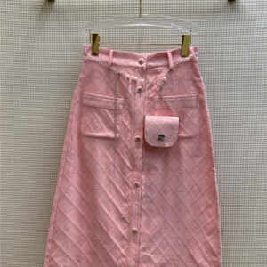 Chanel plaid pink single breasted skirt