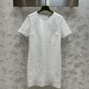 gucci new embroidery hollow round neck dress