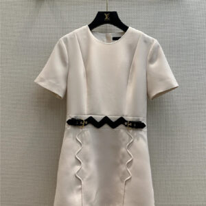 louis vuitton LV wave pattern decoration short-sleeved dress
