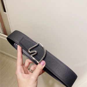 Hermès palladium-plated metal buckle belt