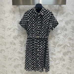 louis vuitton LV jacquard short-sleeved button-up dress