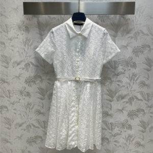 louis vuitton LV jacquard short-sleeved button-up dress