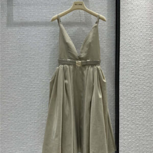 miumiu new product suspenders open back nylon dress