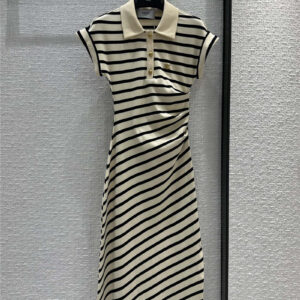 celine vintage striped polo collar dress