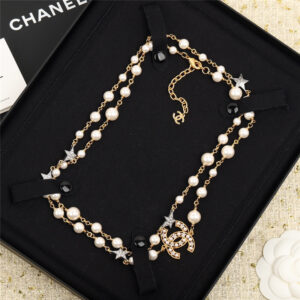 Chanel classic double C pentagram pearl sweater chain