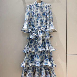 ZIMM floral-print tiered fan dress