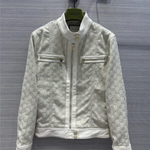 gucci white jacquard GG jacket coat