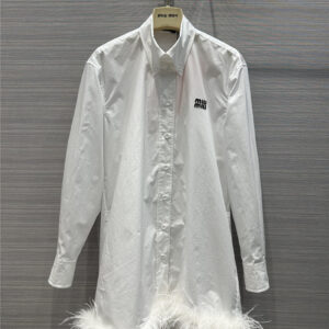 miumiu most beautiful ostrich hair series long shirt dress